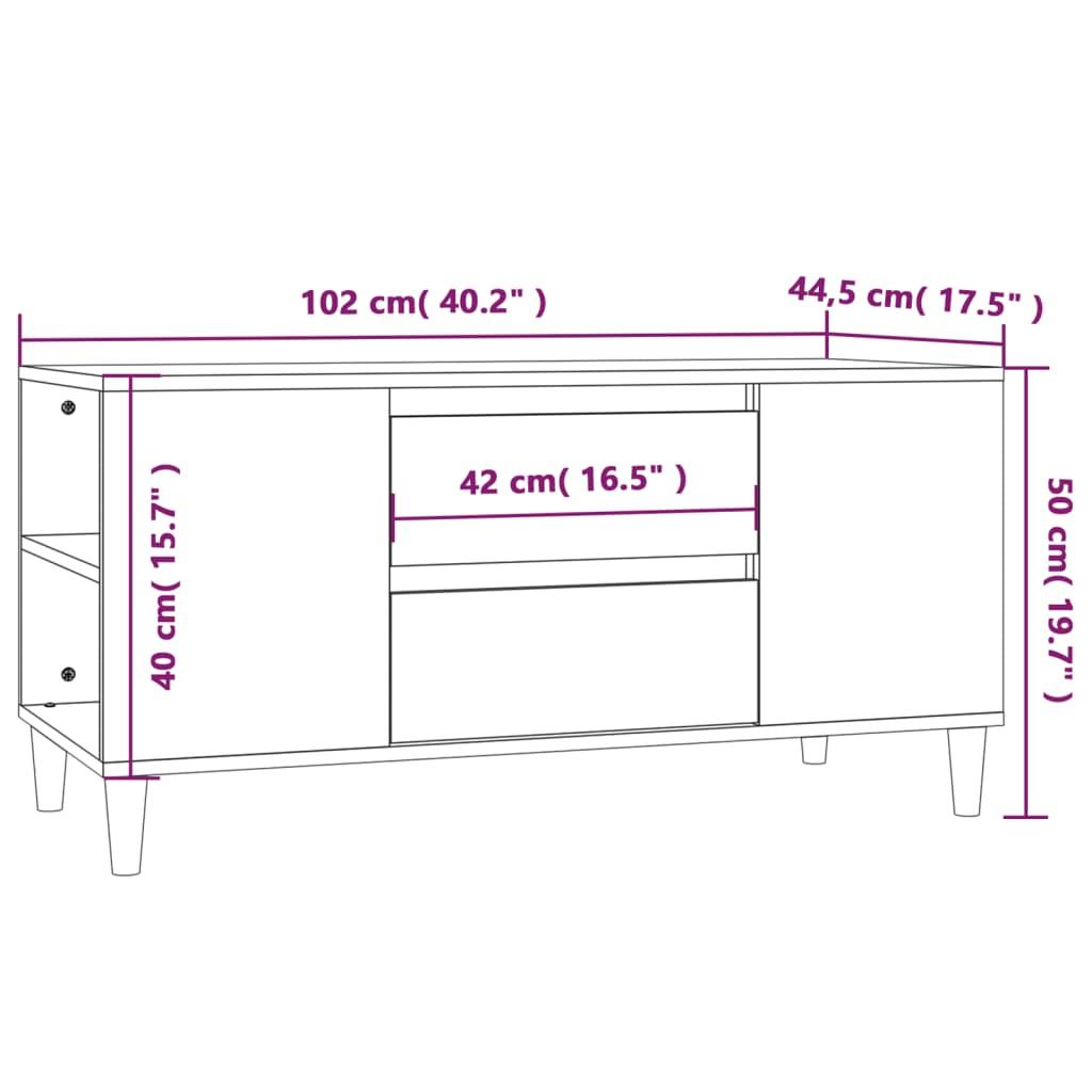 TV Cabinet Smoked Oak 102x44.5x50 cm Engineered Wood