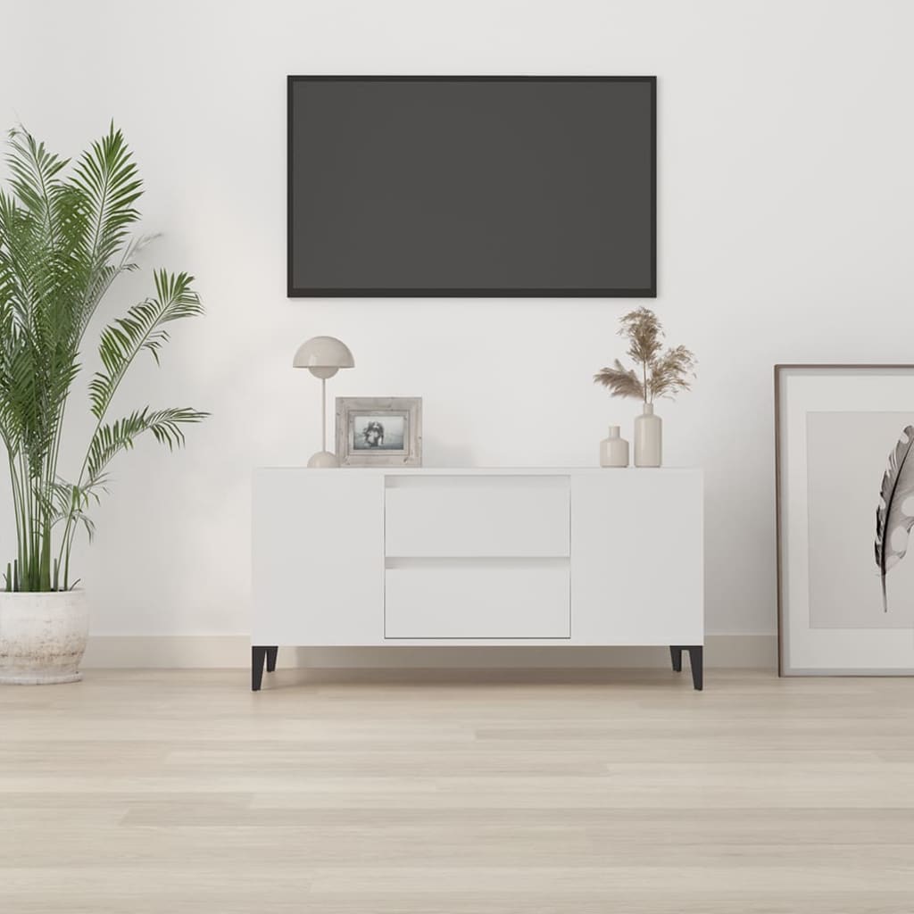 TV Cabinet White 102x44.5x50 cm Engineered Wood