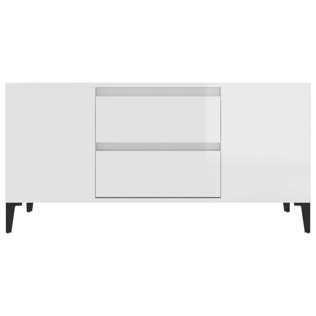 TV Cabinet High Gloss White 102x44.5x50 cm Engineered Wood