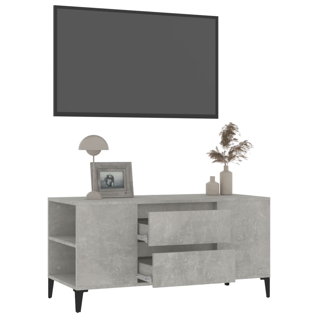 TV Cabinet Concrete Grey 102x44.5x50 cm Engineered Wood