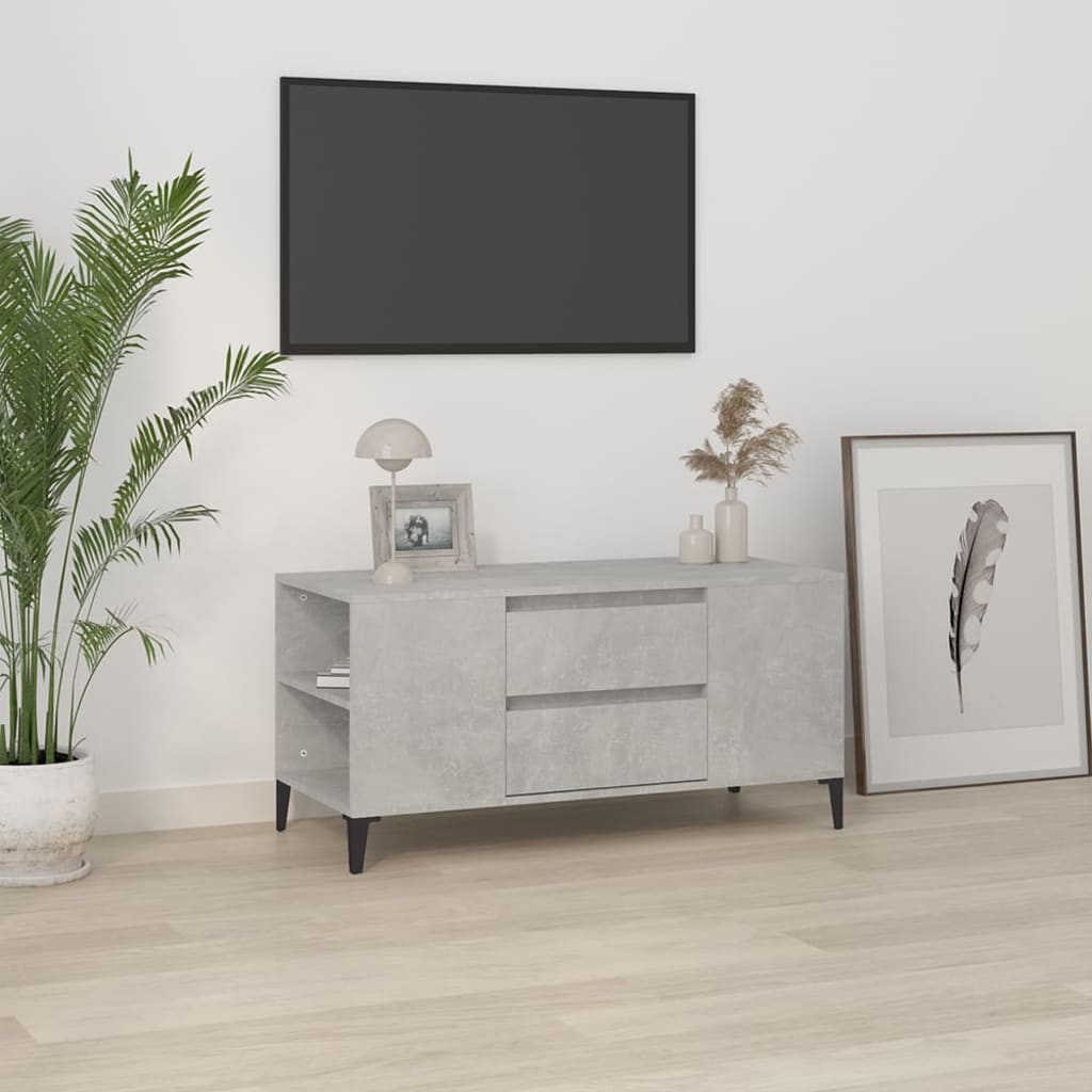 TV Cabinet Concrete Grey 102x44.5x50 cm Engineered Wood