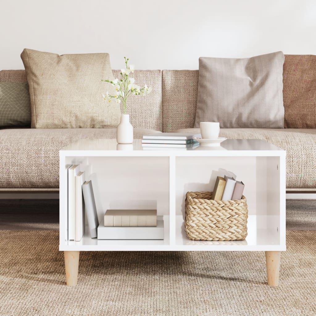 Coffee Table High Gloss White 60x50x36.5 cm Engineered Wood