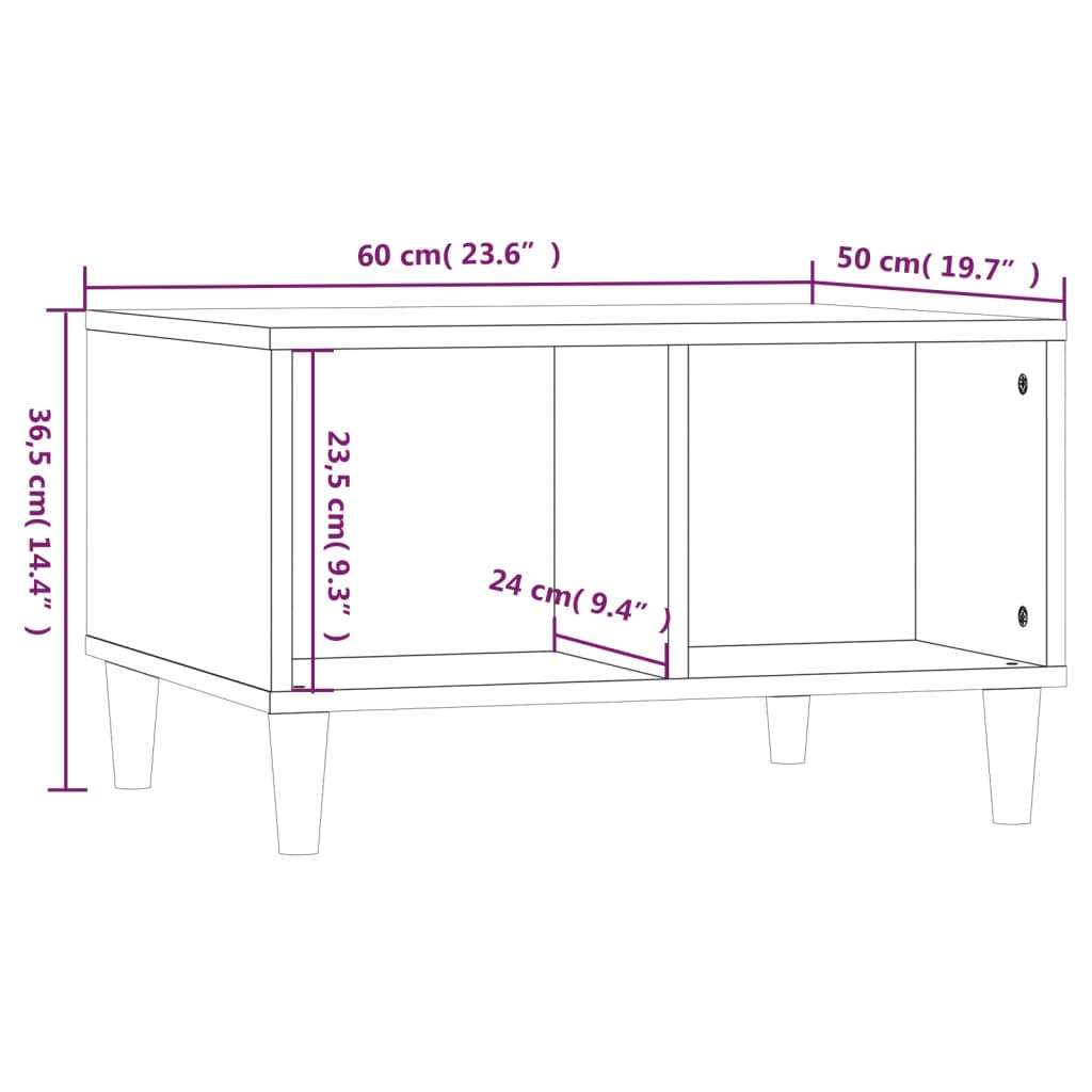 Coffee Table Grey Sonoma 60x50x36.5 cm Engineered Wood