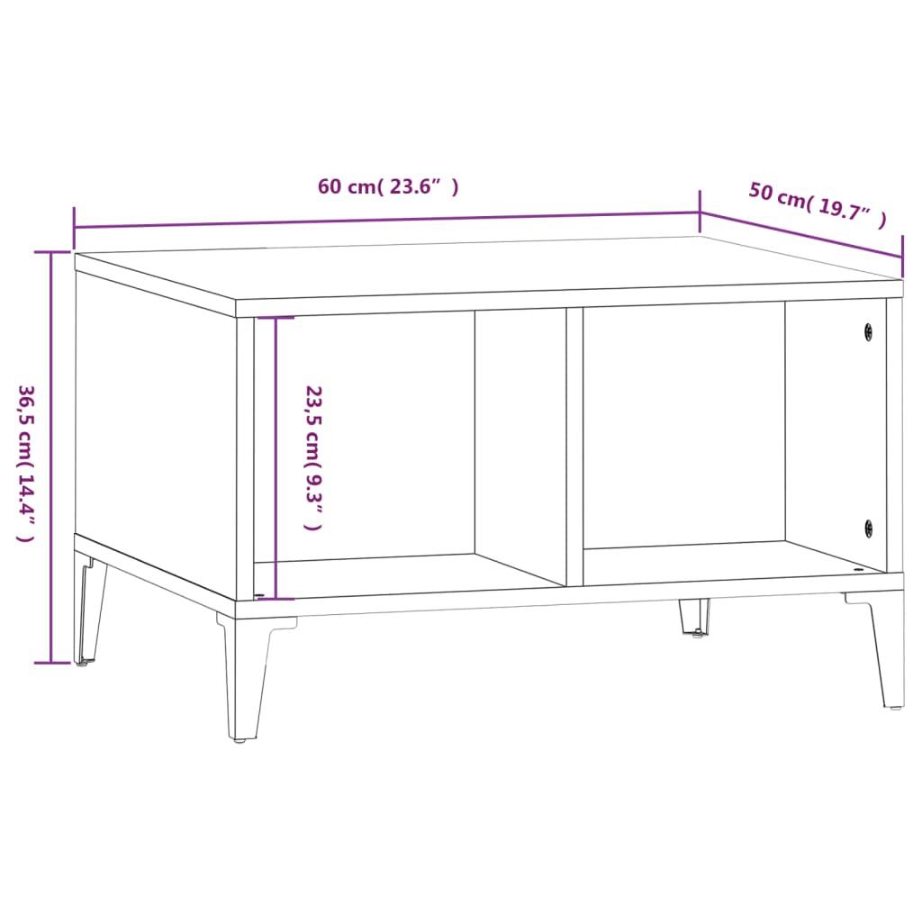 Coffee Table High Gloss White 60x50x36.5 cm Engineered Wood