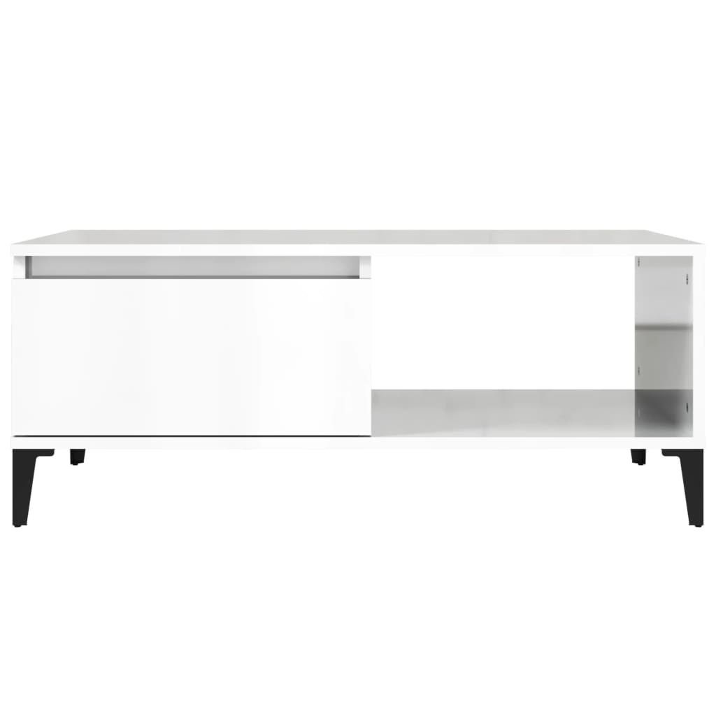 Coffee Table High Gloss White 90x50x36.5 cm Engineered Wood