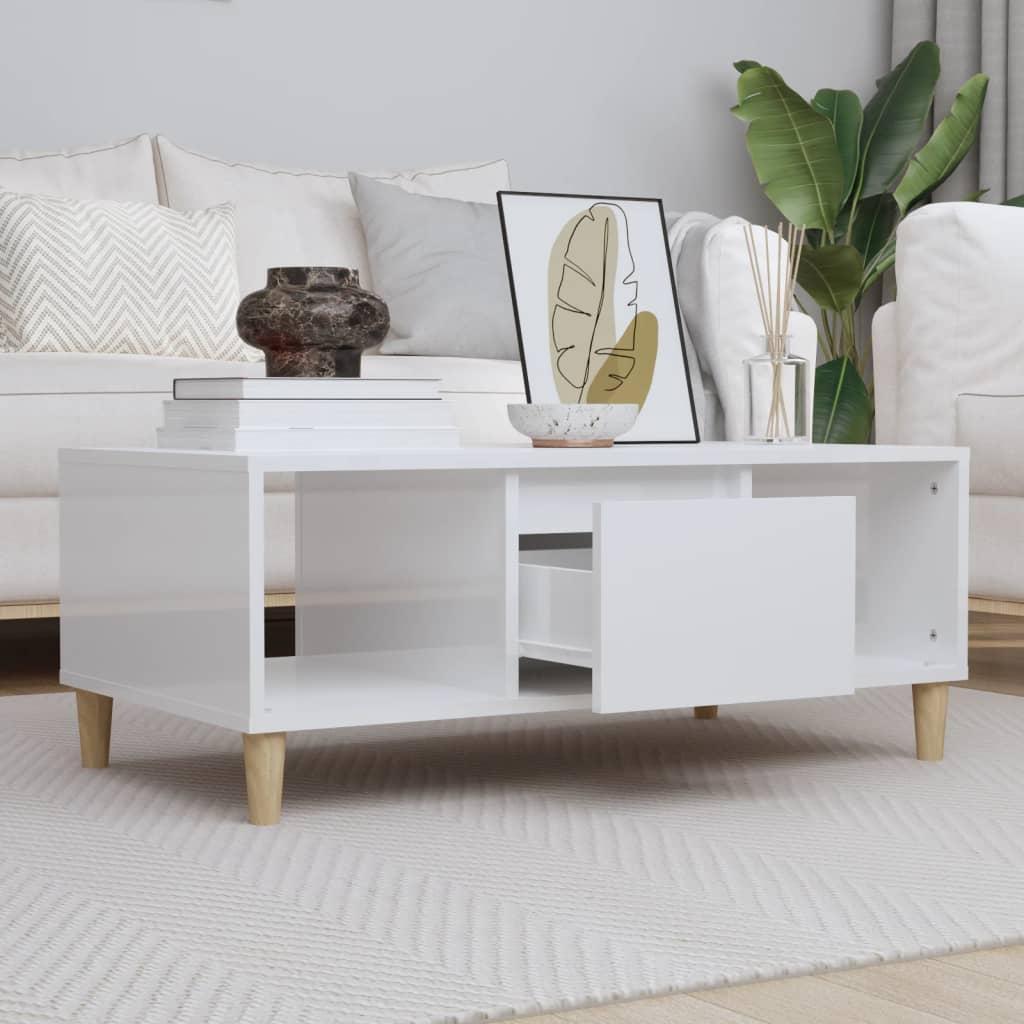 Coffee Table High Gloss White 90x50x36.5 cm Engineered Wood