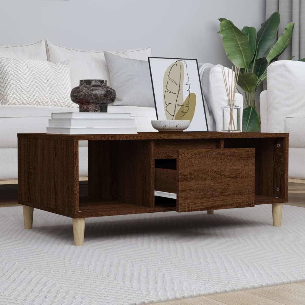 Coffee Table Brown Oak 90x50x36.5 cm Engineered Wood