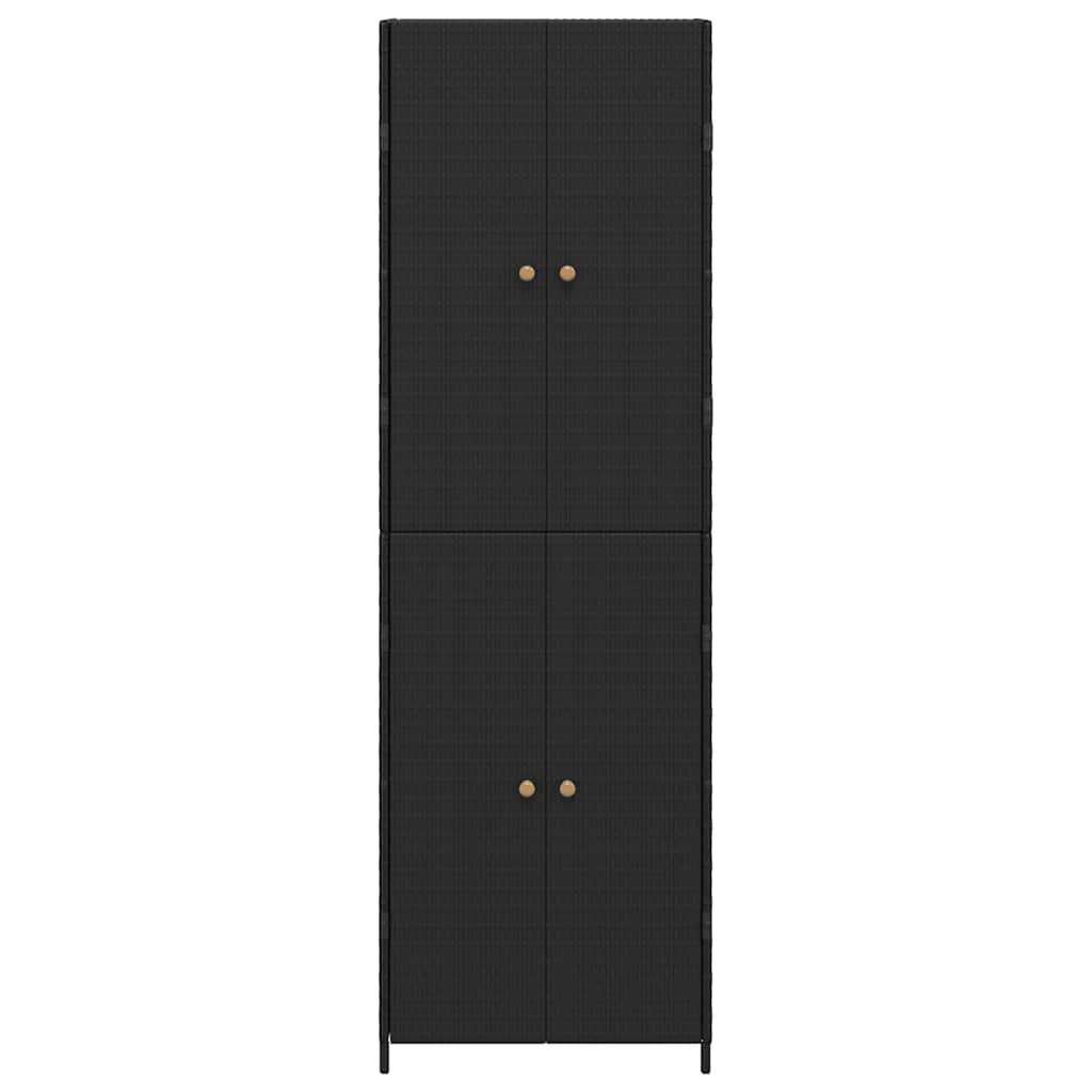 Garden Storage Cabinet Black 59x40x180 cm Poly Rattan