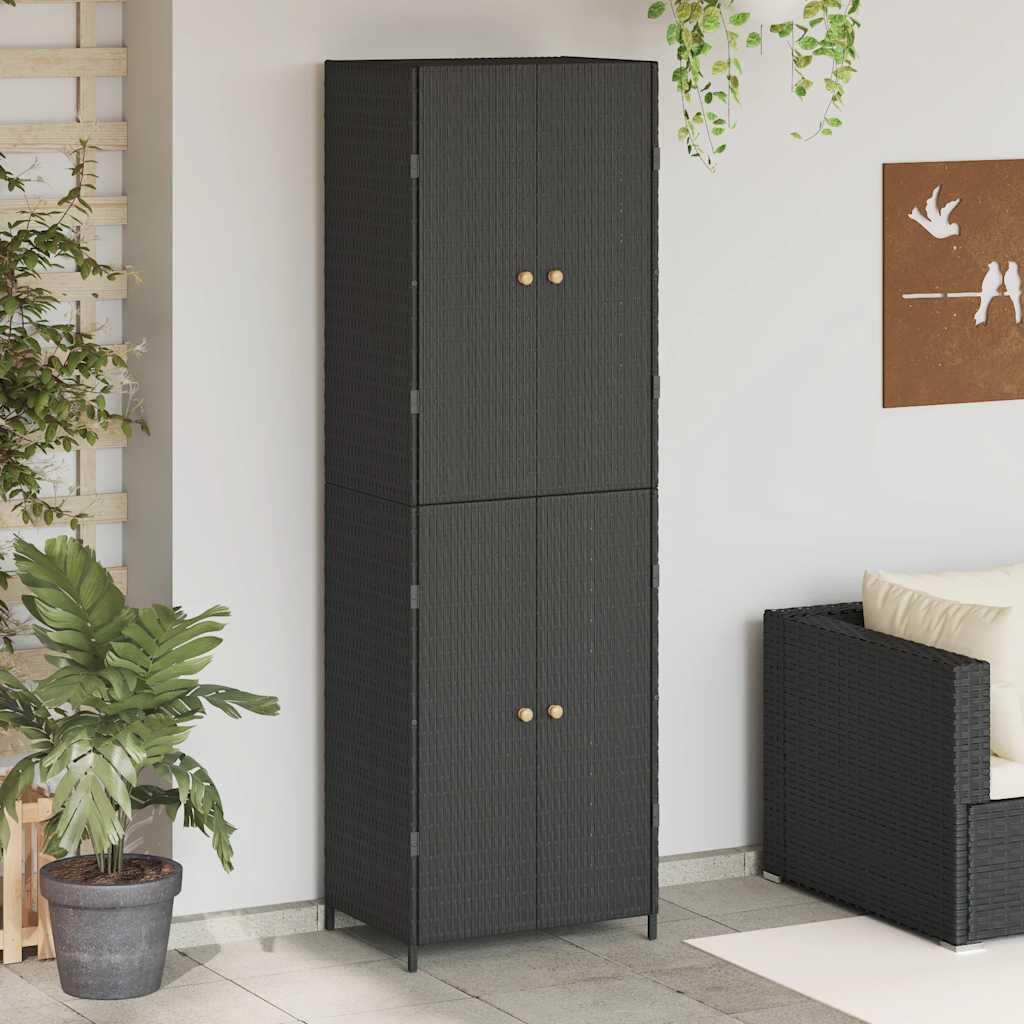 Garden Storage Cabinet Black 59x40x180 cm Poly Rattan