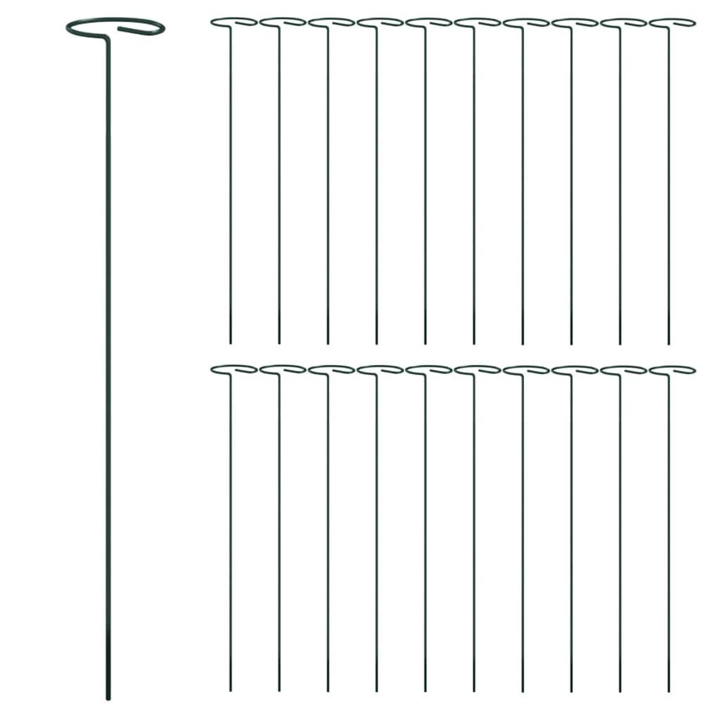 Garden Plant Stakes 20 pcs Dark Green 40 cm Steel