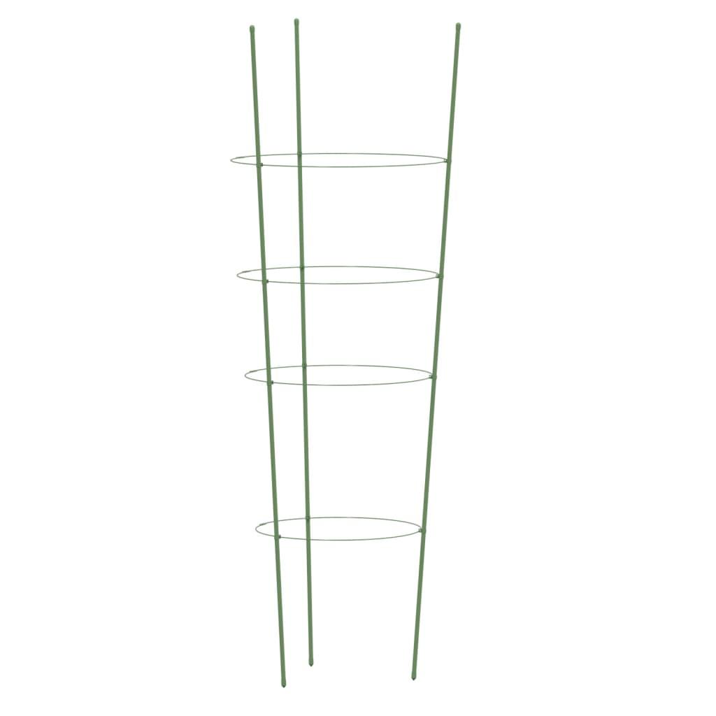 Garden Plant Supports with 4 Rings 5 pcs Green 90 cm Steel