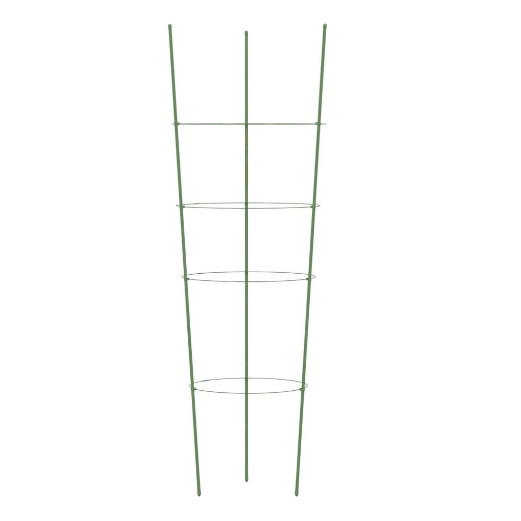 Garden Plant Supports with 4 Rings 5 pcs Green 90 cm Steel