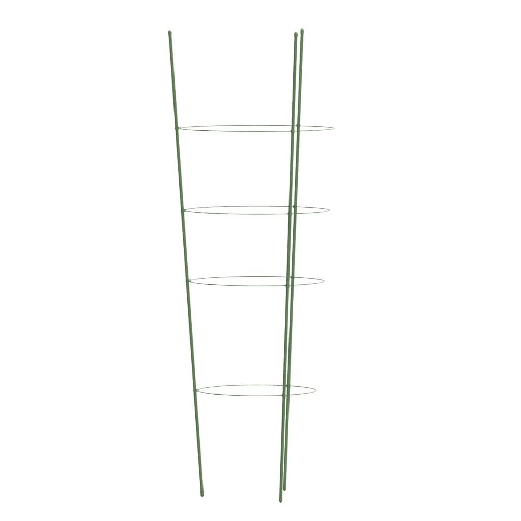 Garden Plant Supports with 4 Rings 5 pcs Green 90 cm Steel