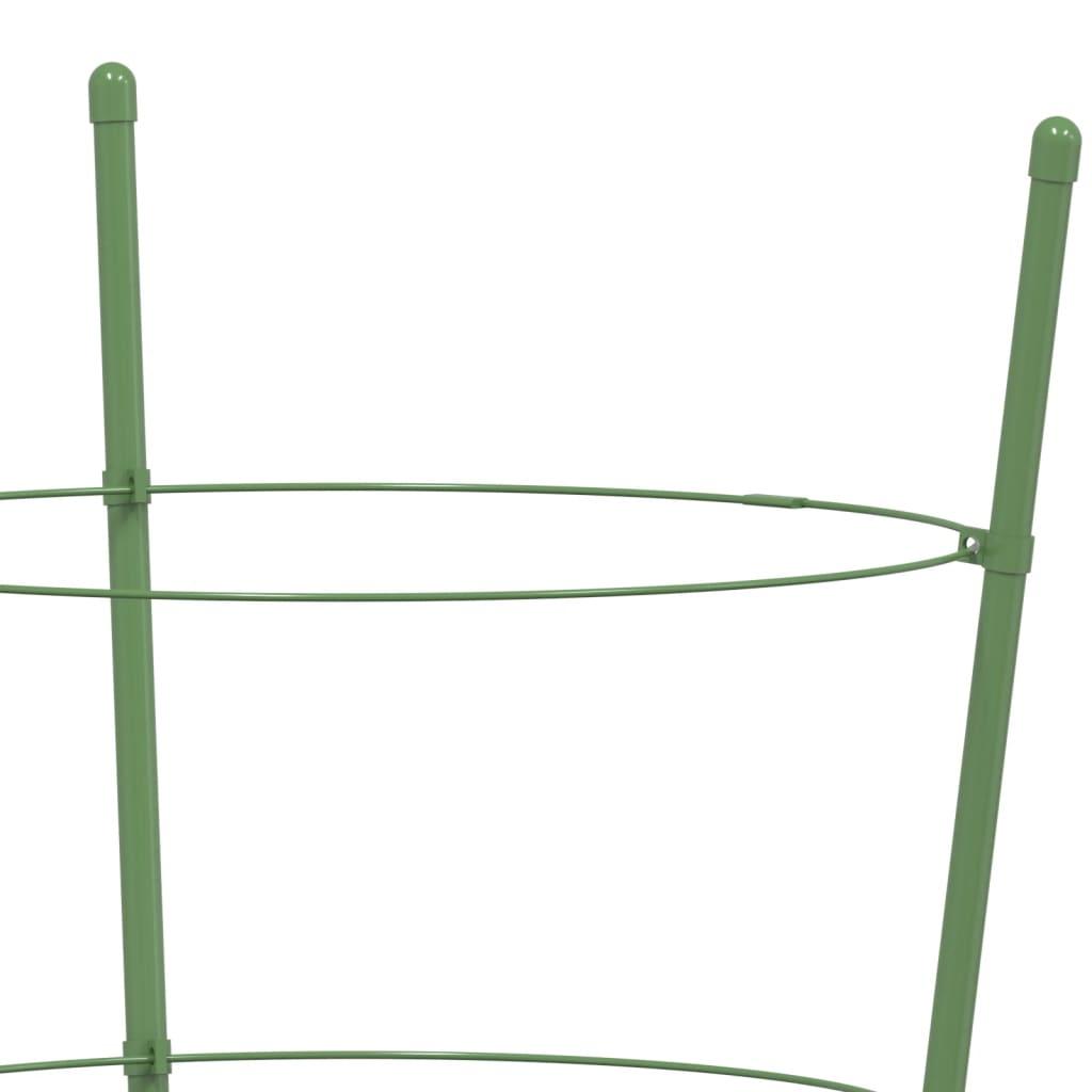 Garden Plant Supports with 4 Rings 5 pcs Green 90 cm Steel