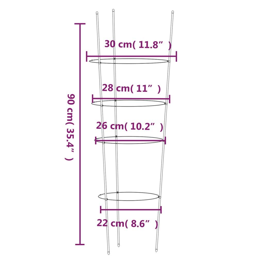 Garden Plant Supports with 4 Rings 5 pcs Green 90 cm Steel