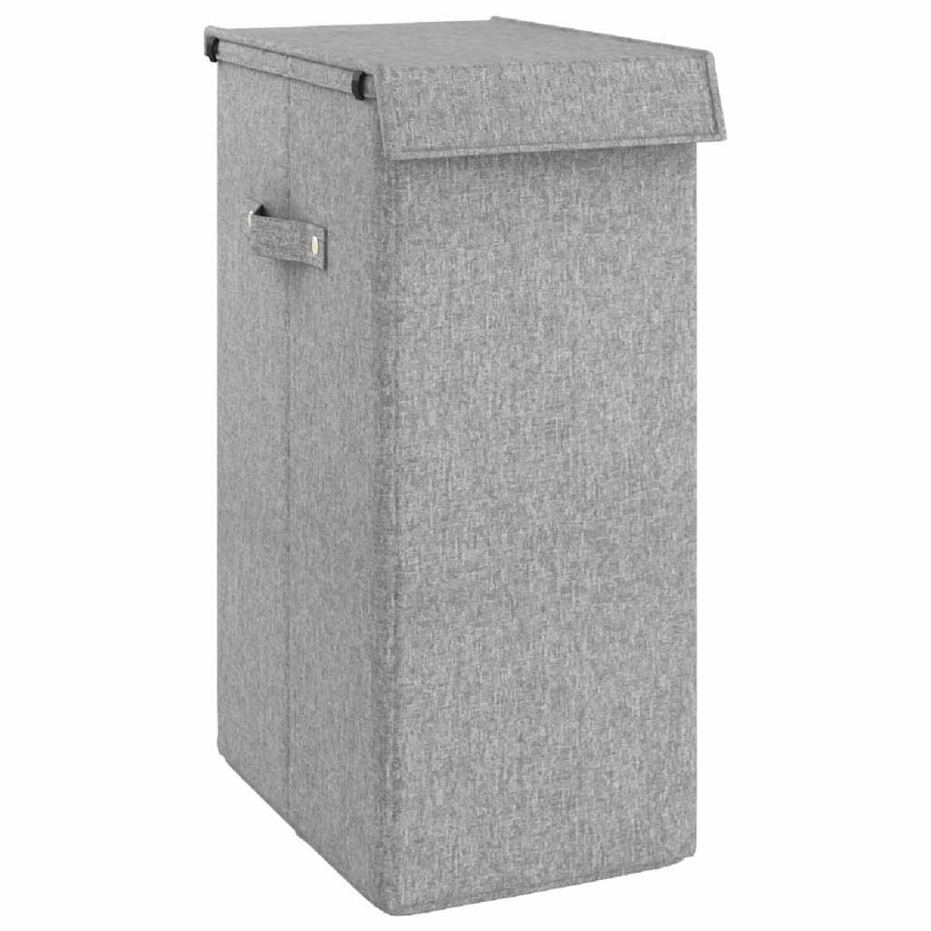 Foldable Laundry Hamper Grey 26x34.5x59.5 cm Faux Linen Fabric