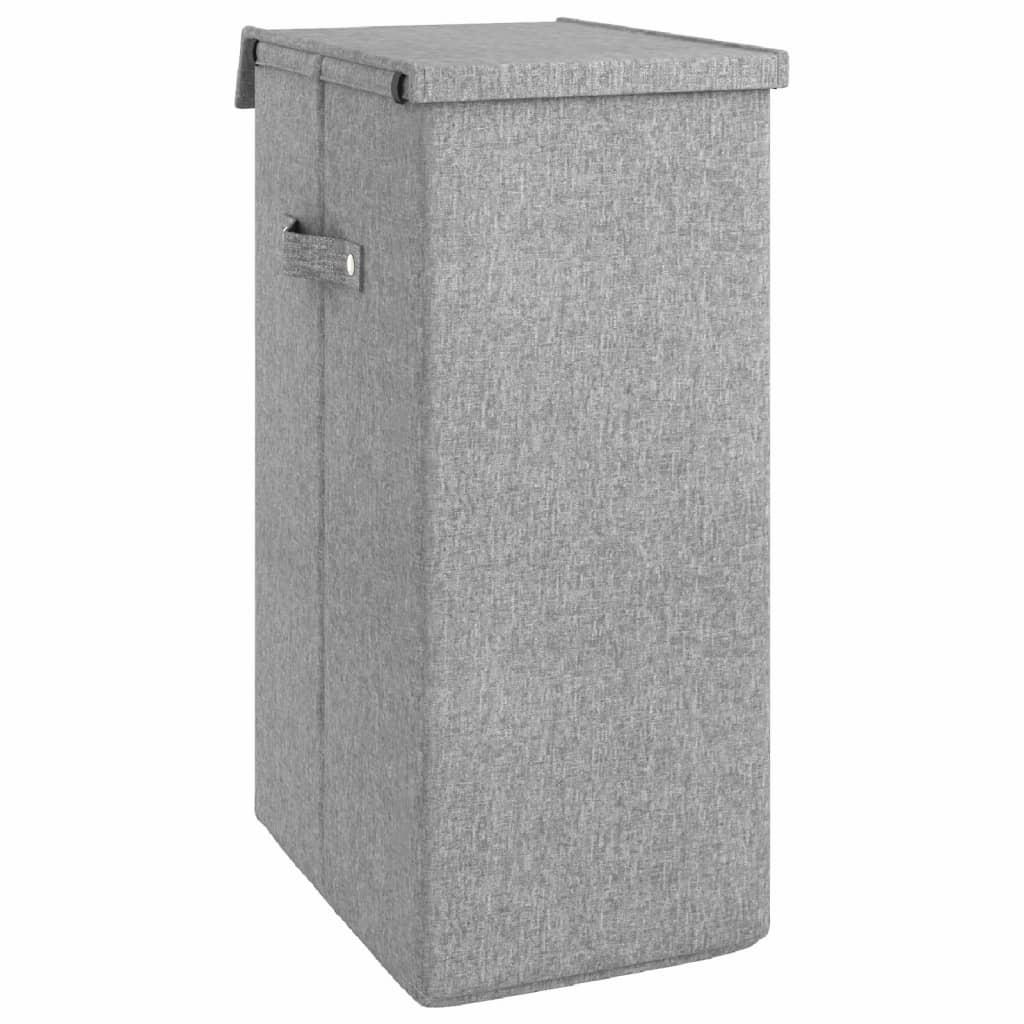 Foldable Laundry Hamper Grey 26x34.5x59.5 cm Faux Linen Fabric