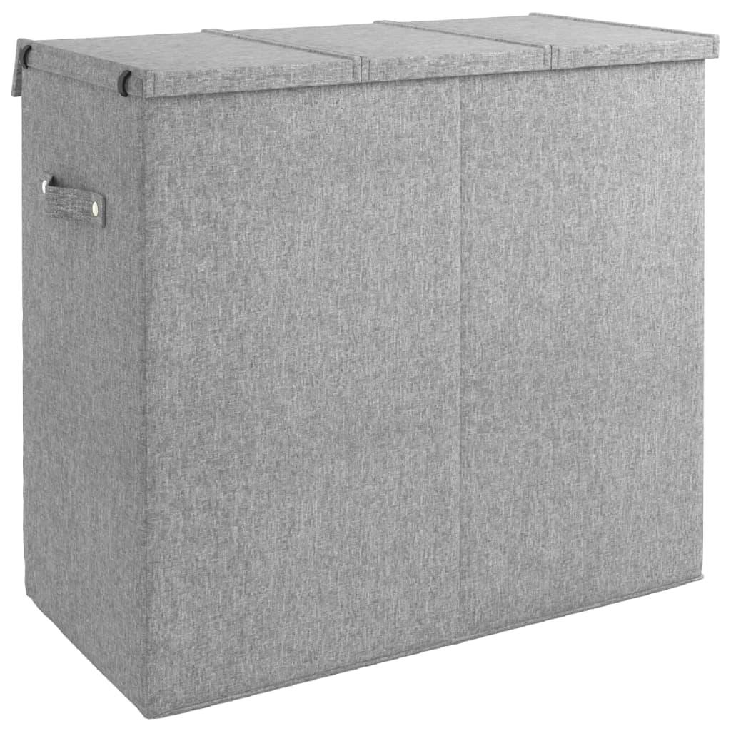 Foldable Laundry Hamper Grey 64.5x34.5x59 cm Faux Linen Fabric