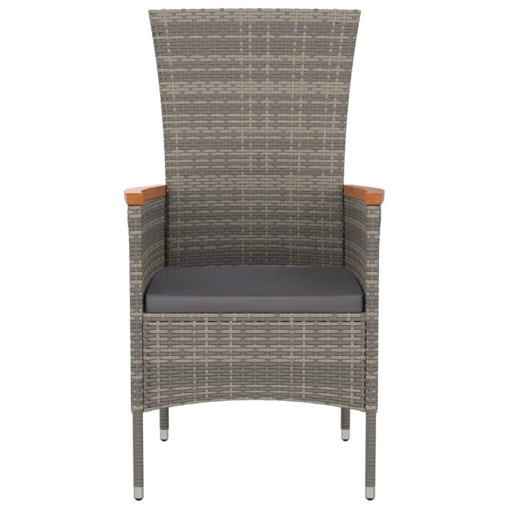 Garden Chairs with Cushions 4 pcs Poly Rattan Grey