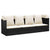 Outdoor Lounge Bed with Roof and Cushions Black Poly Rattan