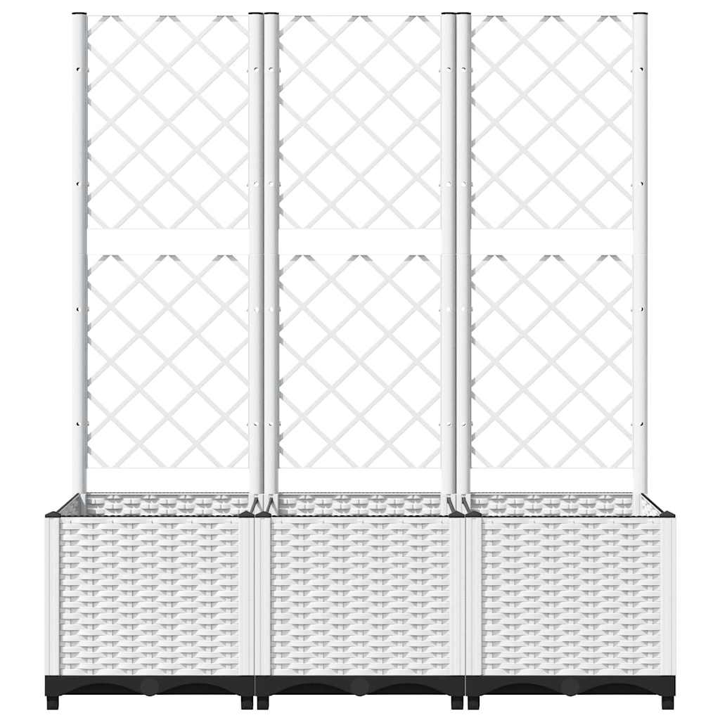 Garden Planter with Trellis White 120x40x136 cm PP