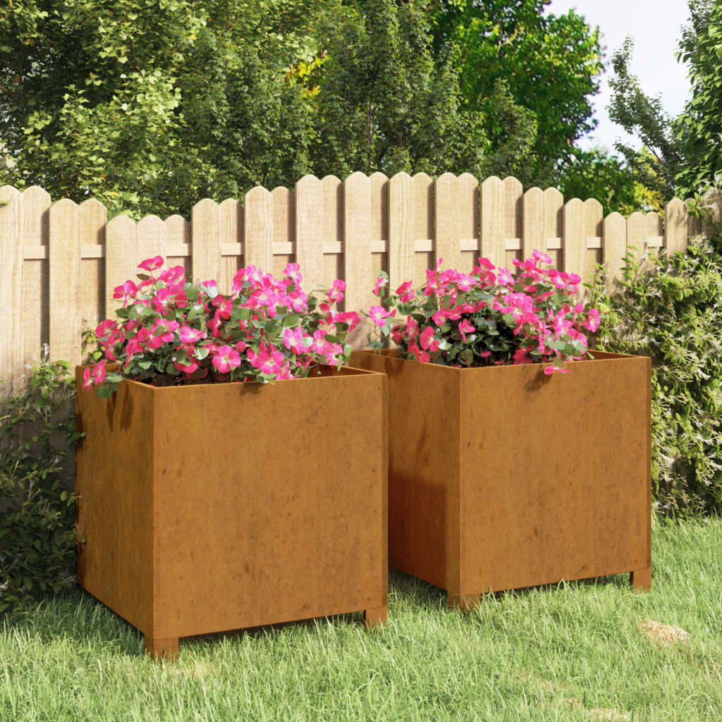 Planters with Legs 2 pcs Rusty 42x40x43 cm Corten Steel