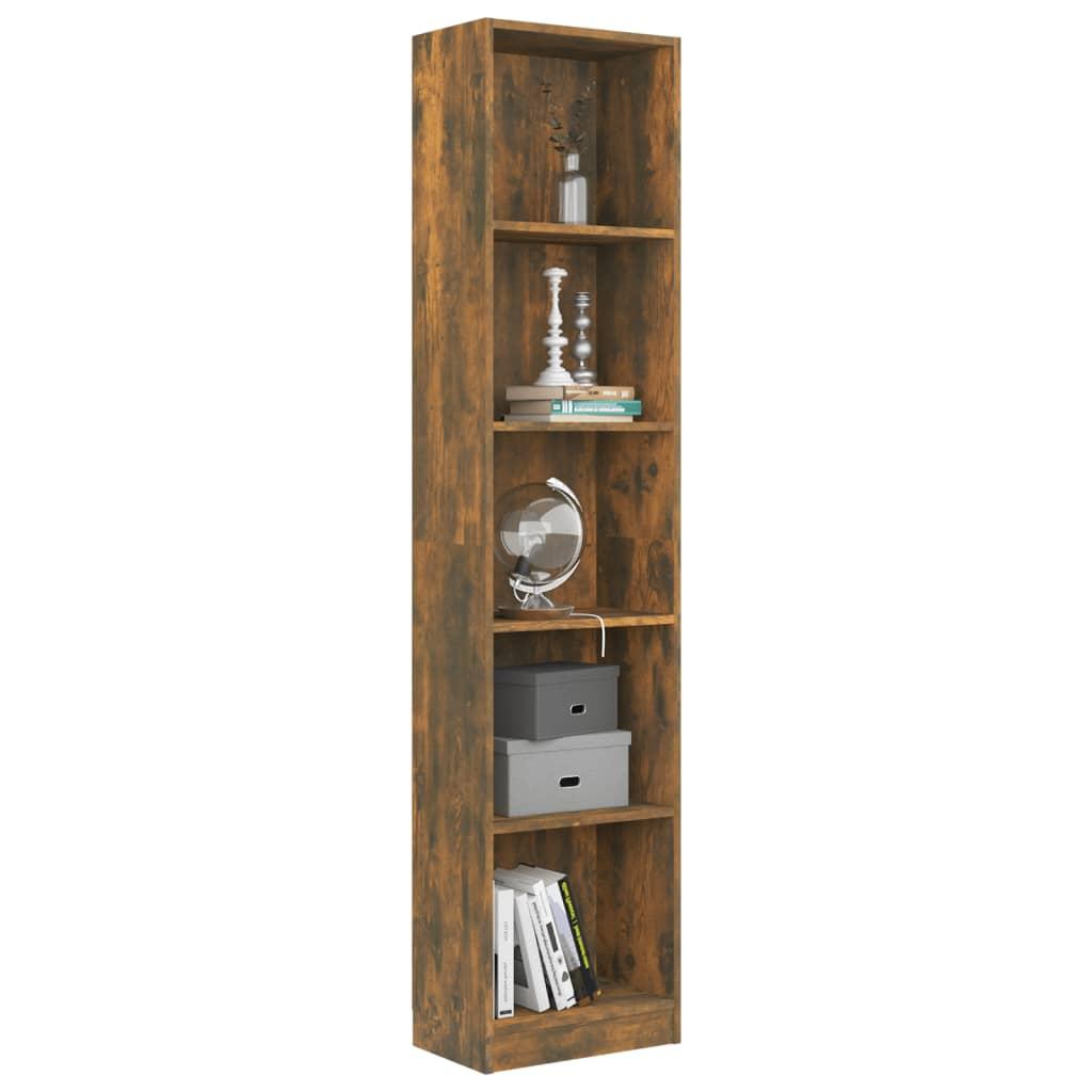 5-Tier Book Cabinet Smoked Oak 40x24x175 cm Engineered Wood