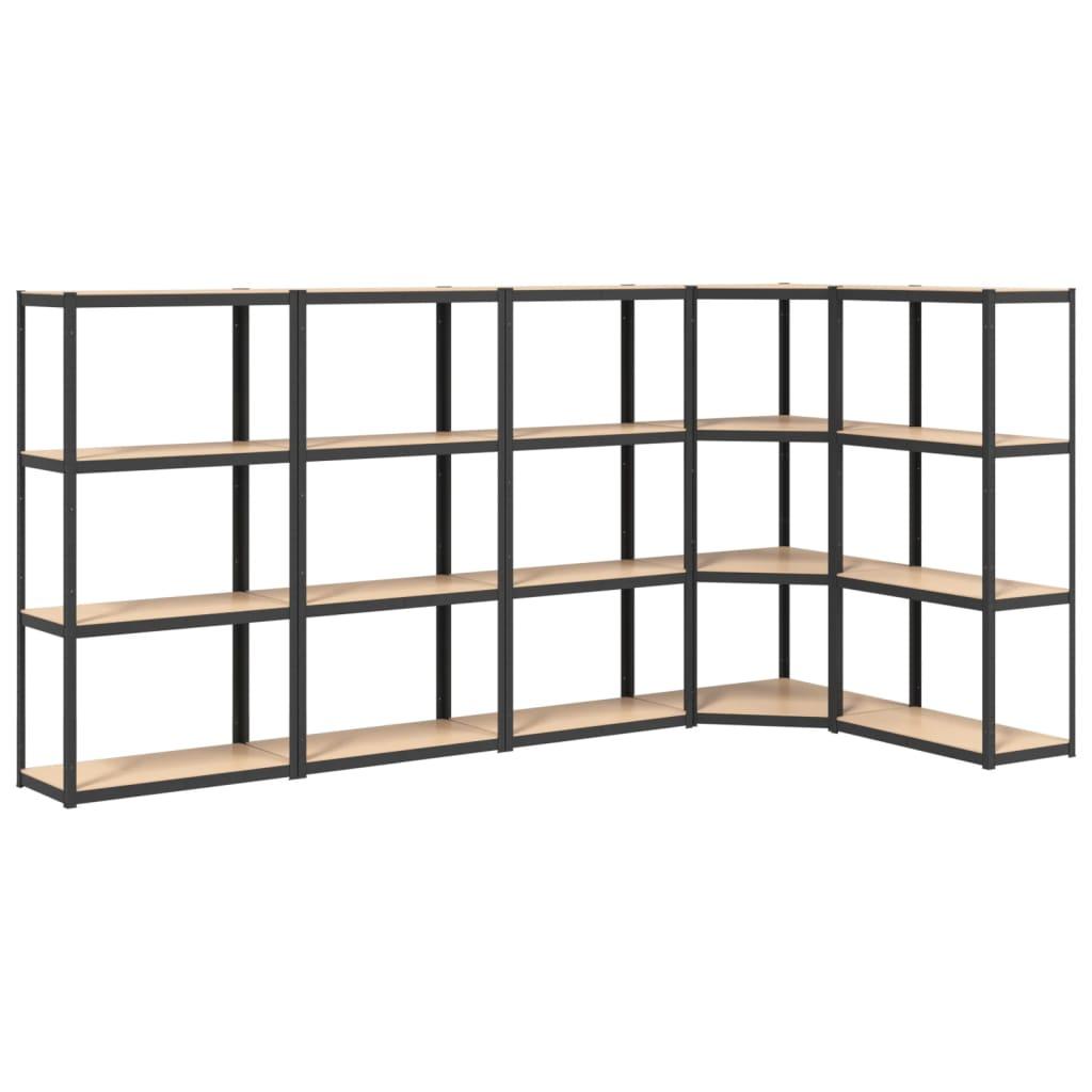 4-Layer Shelves 5 pcs Anthracite Steel&Engineered Wood