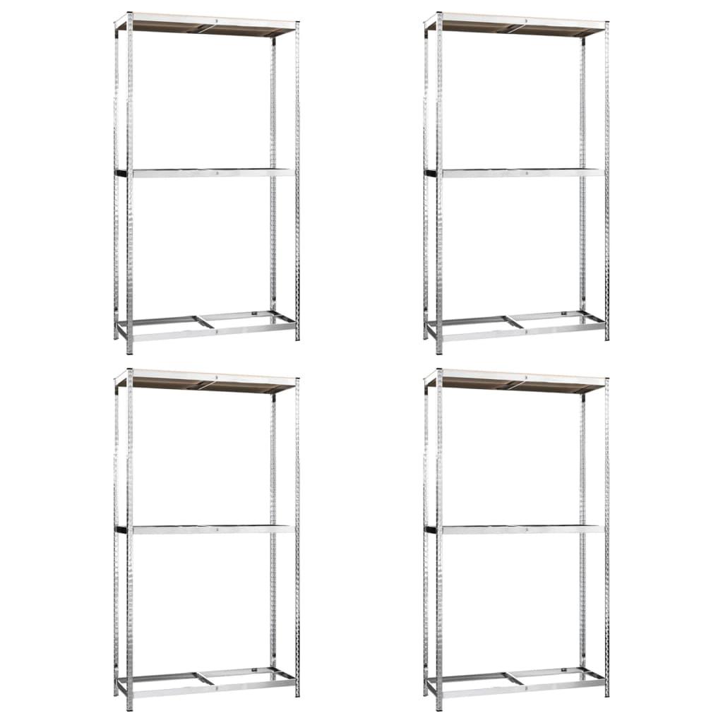 2-Layer Tire Racks 4 pcs Silver 110x40x180 cm Steel