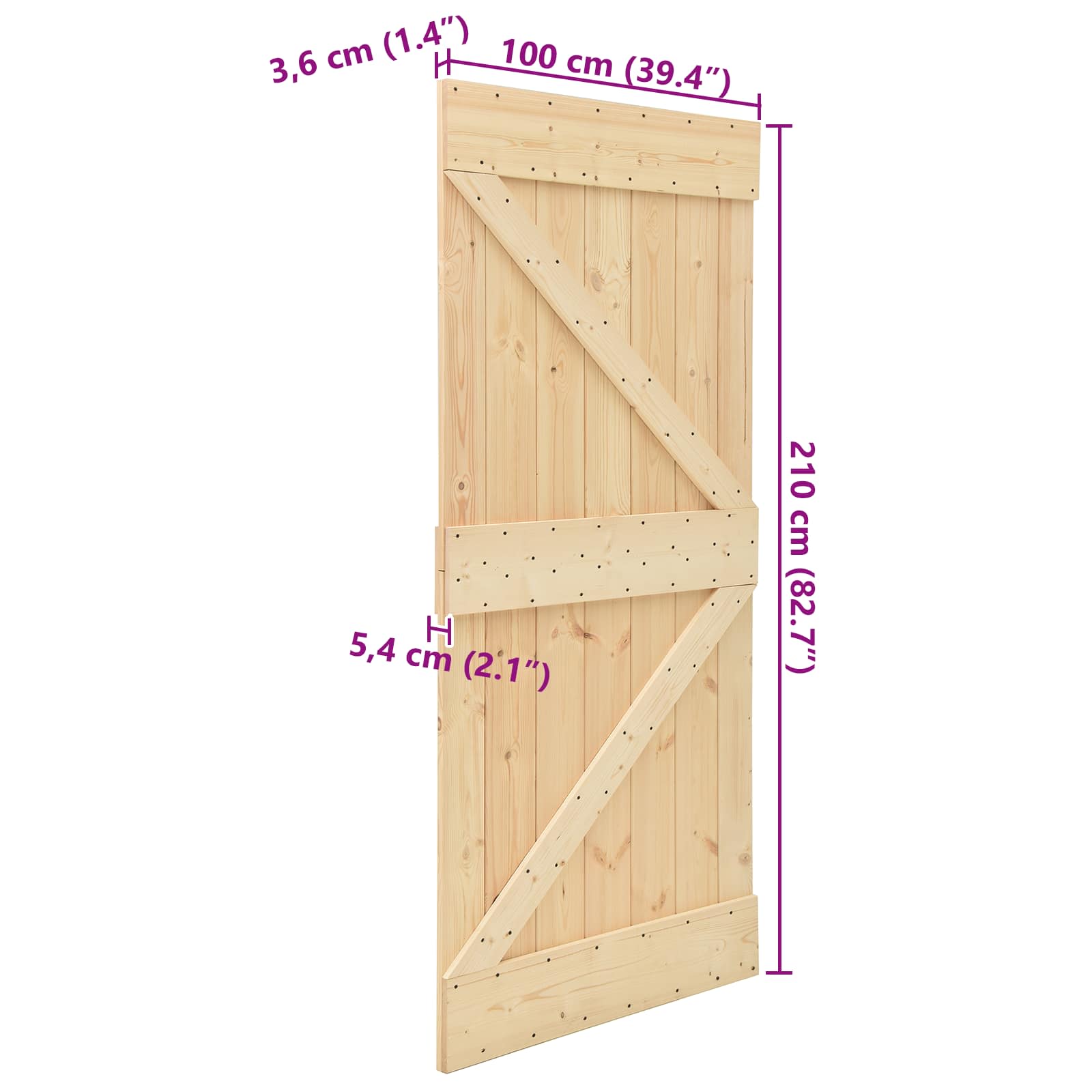 Door NARVIK Natural 100 x 210 cm Solid Pine Wood