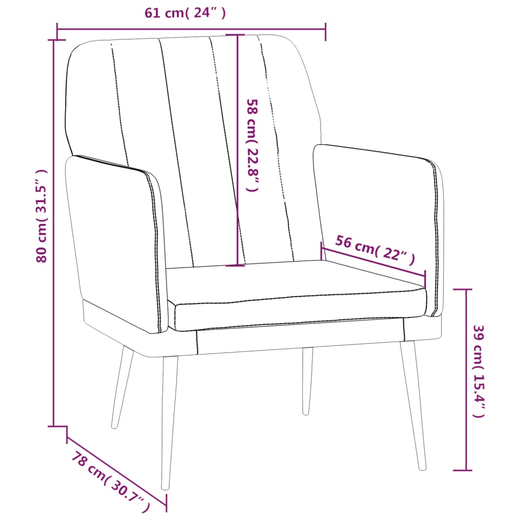 Armchair Cream 61x78x80 cm Faux Leather