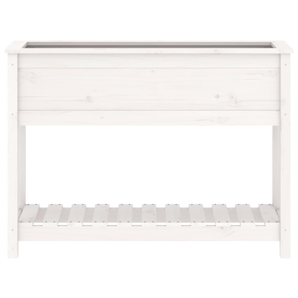 Planter with Shelf White 111.5x34.5x81 cm Solid Wood Pine