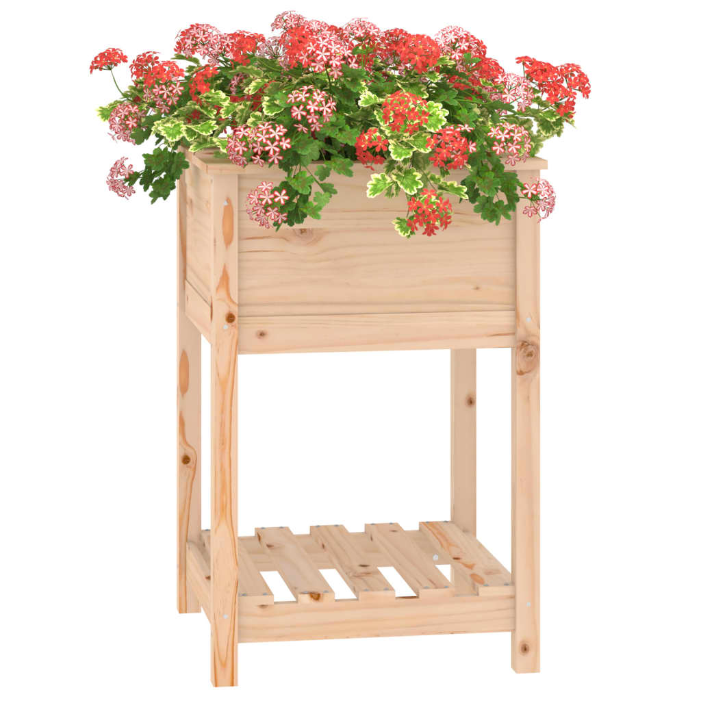 Planter with Shelf 54x54x81 cm Solid Wood Pine