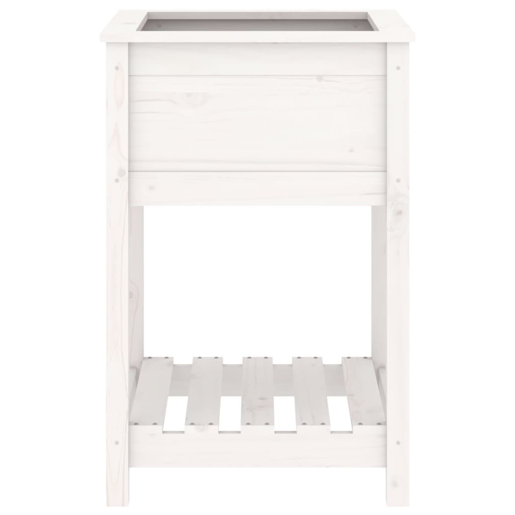 Planter with Shelf White 54x54x81 cm Solid Wood Pine