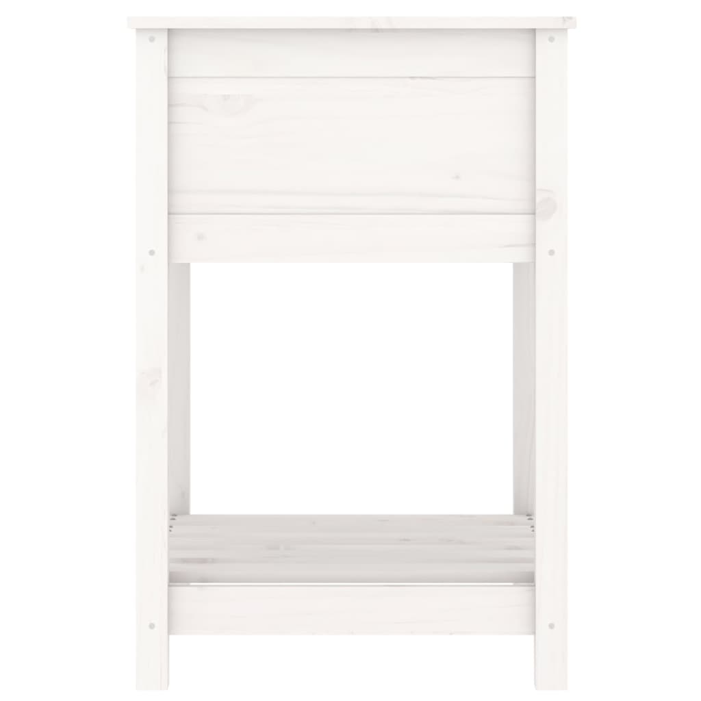 Planter with Shelf White 54x54x81 cm Solid Wood Pine