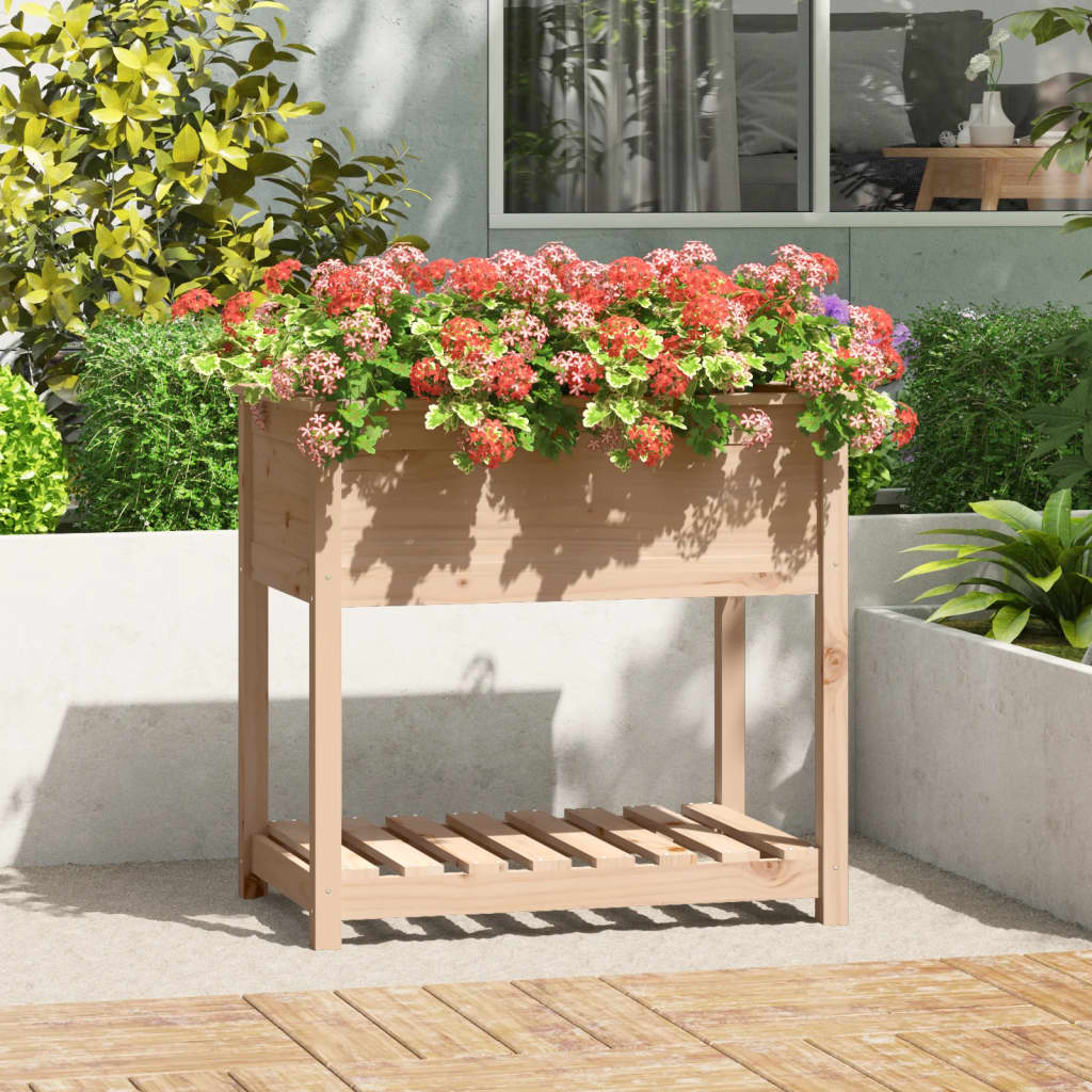 Planter with Shelf 82.5x54x81 cm Solid Wood Pine