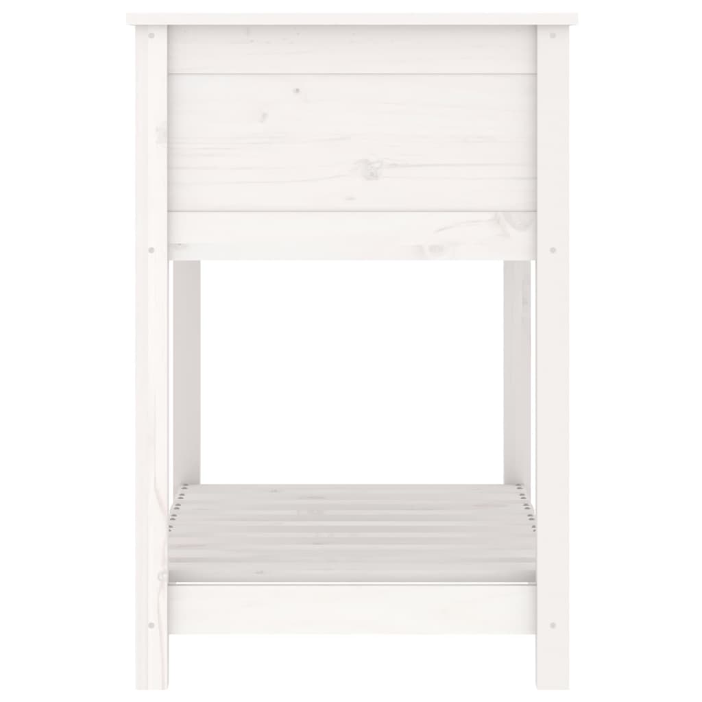Planter with Shelf White 82.5x54x81 cm Solid Wood Pine