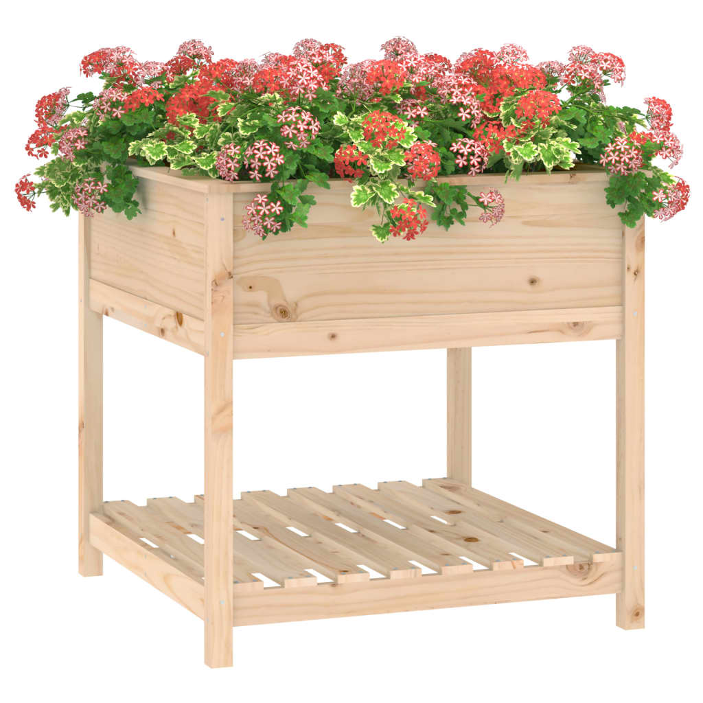 Planter with Shelf 82.5x82.5x81 cm Solid Wood Pine