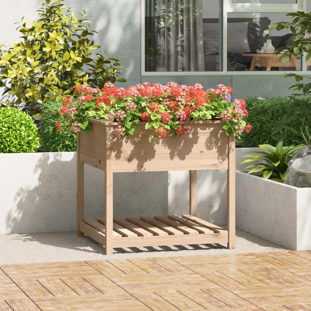 Planter with Shelf 82.5x82.5x81 cm Solid Wood Pine