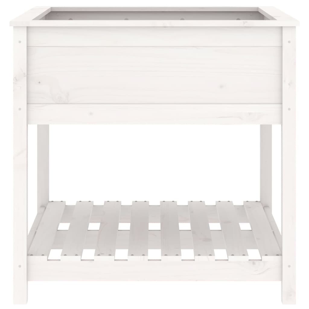 Planter with Shelf White 82.5x82.5x81 cm Solid Wood Pine