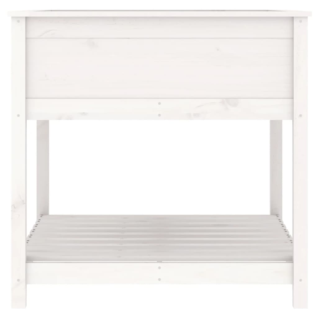 Planter with Shelf White 82.5x82.5x81 cm Solid Wood Pine