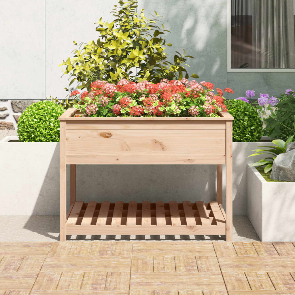 Planter with Shelf 111.5x111.5x81 cm Solid Wood Pine