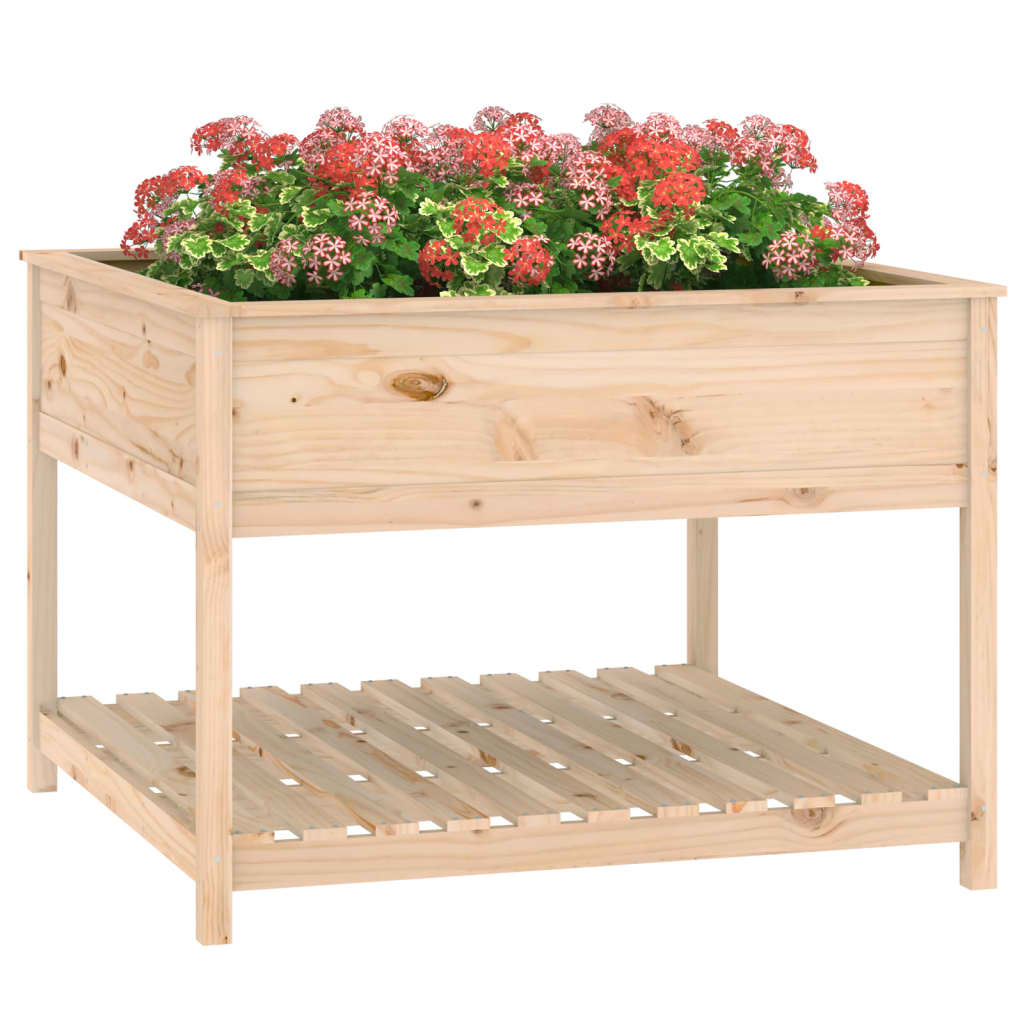 Planter with Shelf 111.5x111.5x81 cm Solid Wood Pine