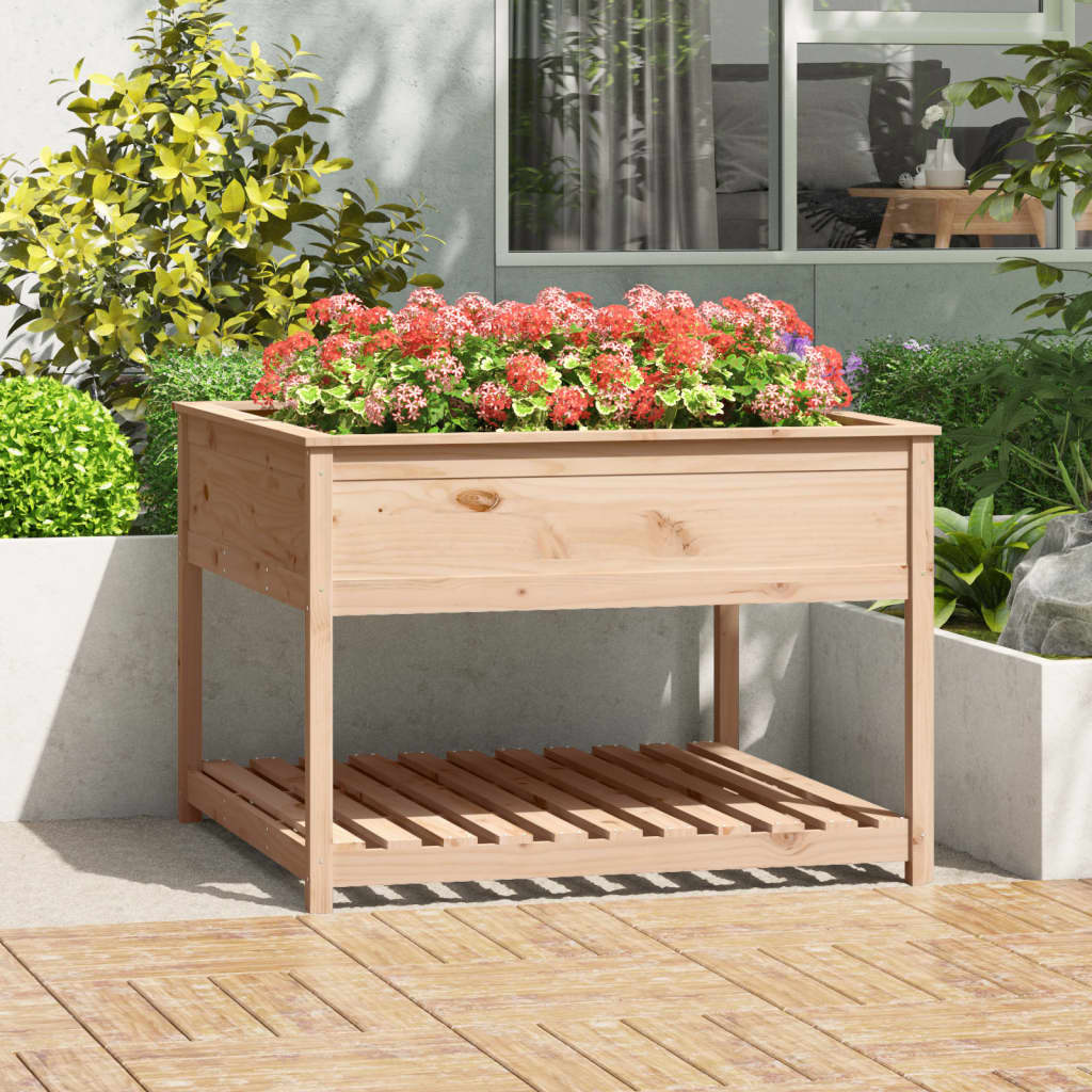 Planter with Shelf 111.5x111.5x81 cm Solid Wood Pine