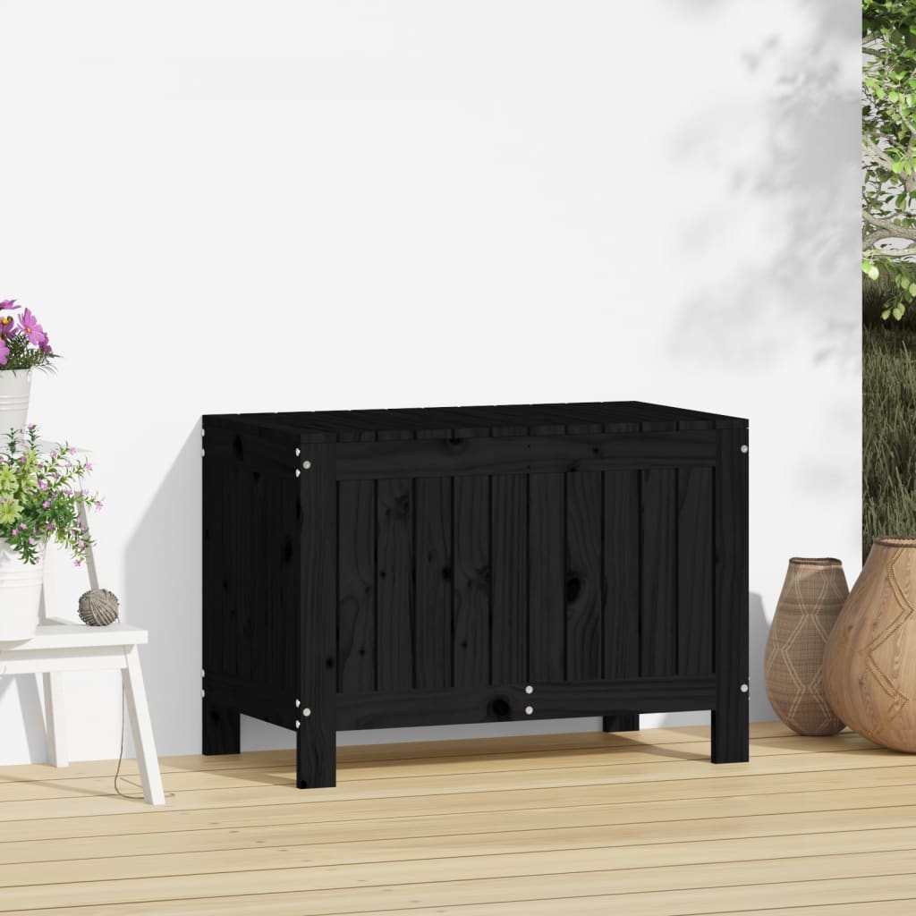 Garden Storage Box Black 76x42.5x54 cm Solid Wood Pine