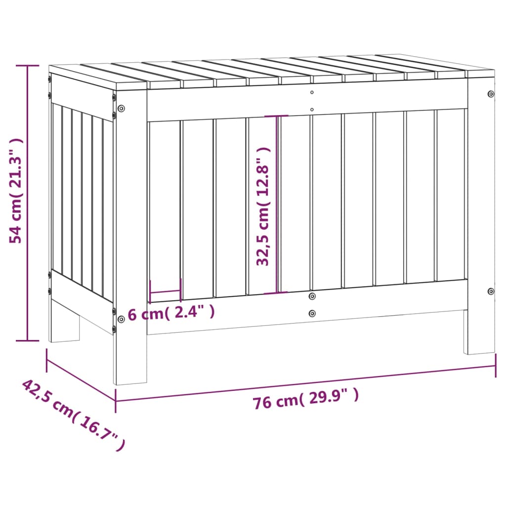 Garden Storage Box Black 76x42.5x54 cm Solid Wood Pine