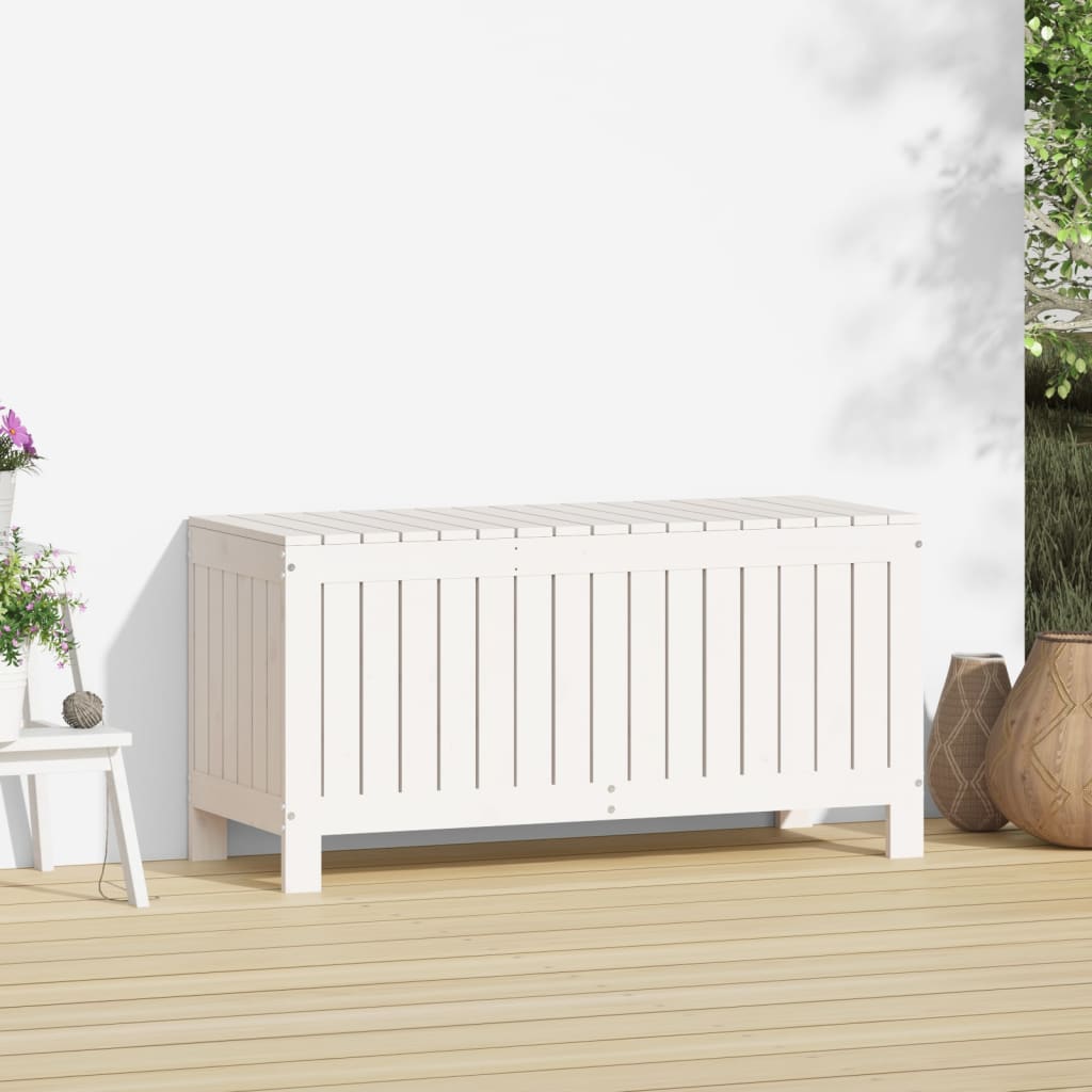 Garden Storage Box White 108x42.5x54 cm Solid Wood Pine