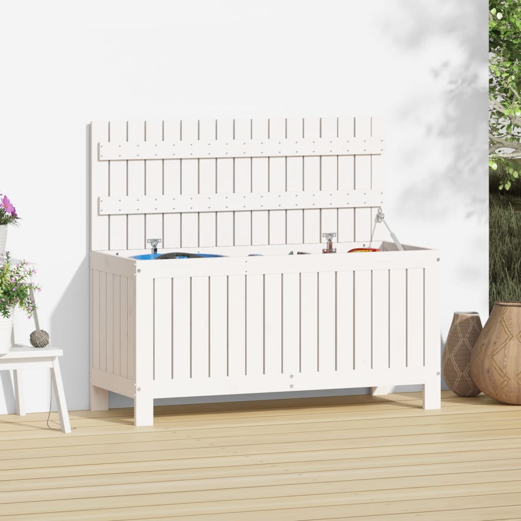 Garden Storage Box White 108x42.5x54 cm Solid Wood Pine