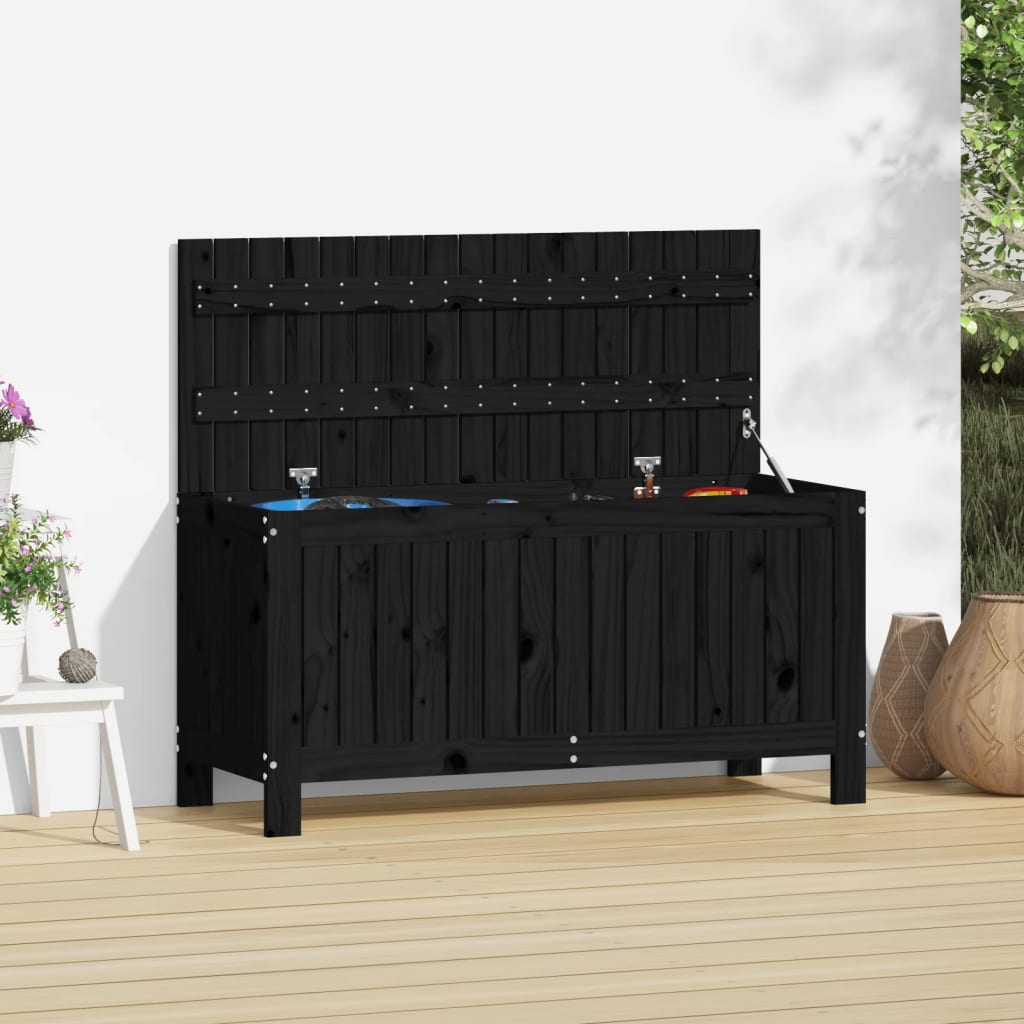 Garden Storage Box Black 108x42.5x54 cm Solid Wood Pine