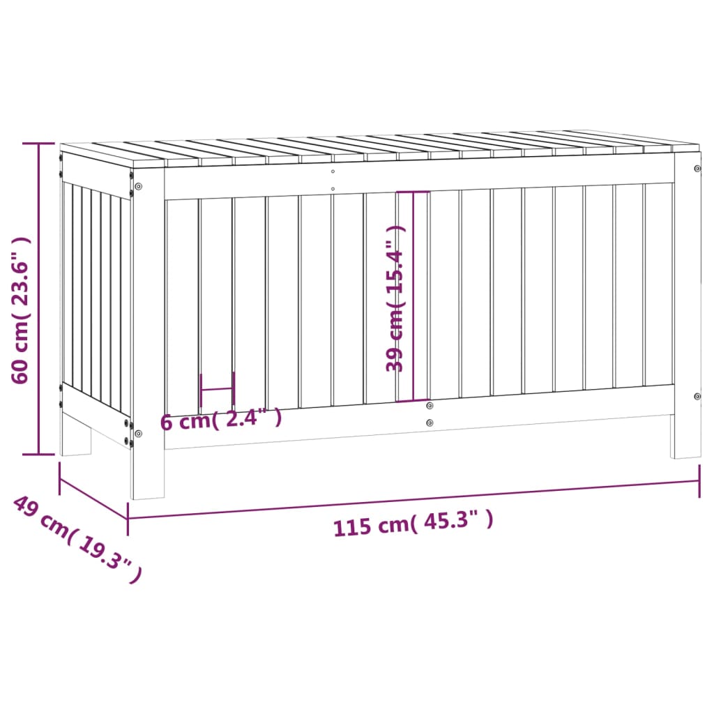 Garden Storage Box Grey 115x49x60 cm Solid Wood Pine